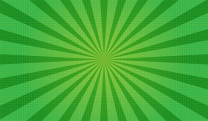 Background for cartoon comics made of green radial rays. A pop art style template for text about superheroes in comics. Vector illustration. © Helga1