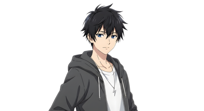Anime Style Boy in Hoodie Illustration