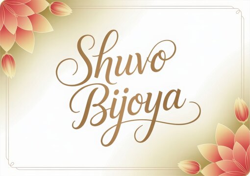 Elegant shuvo bijoya greeting with floral accents