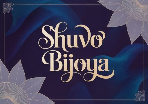 Elegant shuvo bijoya greeting with floral accents