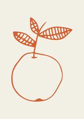 Illustration Hand Draw Doodle Orange Fruit