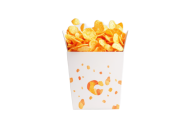 Corn flakes package box on transparent background, png