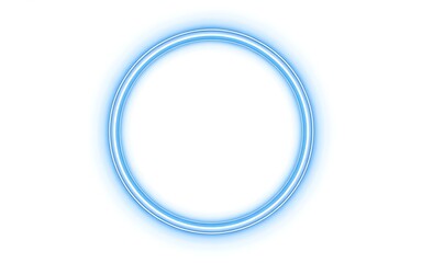Glowing blue neon circle with a soft aura on a white background light