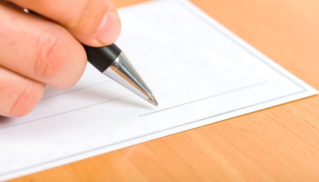 Hand writing on blank card