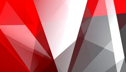 Abstract geometric shapes in red, white, and gray