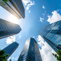 Modern skyscrapers daytime cityscape