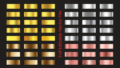 gold and silver gradient set , gold gradients, realistic golden, metallic palettes, gold gradient set, silver gradients or  set o gradients
