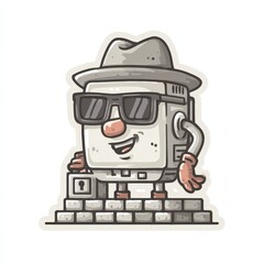 Naklejka premium Incognito Robot on Computer Keyboard