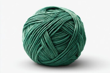 Teal yarn ball on white background