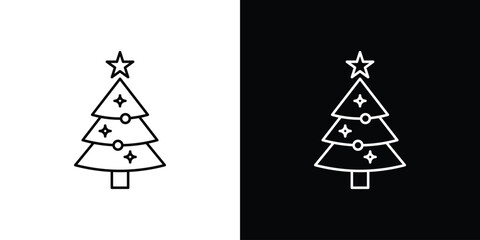 Tree christmas icons with Editable strokes set for UI UX