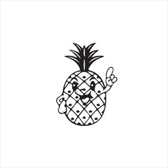 Funny pineapple cartoon character isolated on white background