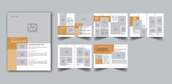 The Newsletter Template 10 Page layout design With Cover page / Weekly Newsletter, Monthly Newsletter, Daily Newsletter