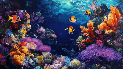 Fototapeta premium A vibrant coral reef alive with movement