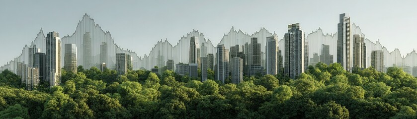 Obraz premium 3D Transparent Chart Tracking Solar Investment Trends with Graph Notations in a Modern Urban Landscape