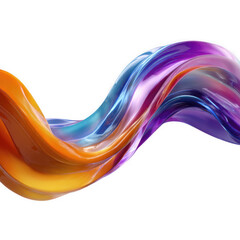 Abstract colorful fluid wave with smooth gradient isolated on transparent background