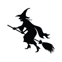 halloween witch vector silhouette clip art logo design illustration