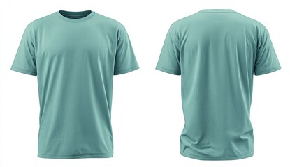 Light teal/mint green men's crew neck t-shirt, front and back views