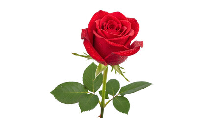 Single Red Rose Bloom Isolated