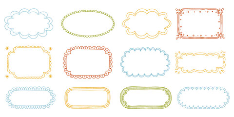 Collection of Colorful Hand-Drawn Decorative Frames and Borders