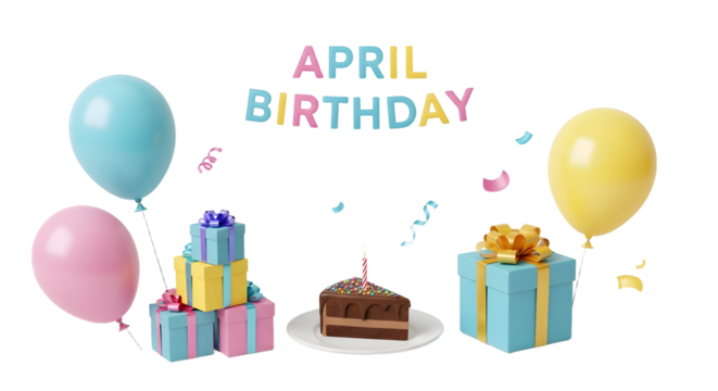 April Birthday Celebration with Gifts and Balloons