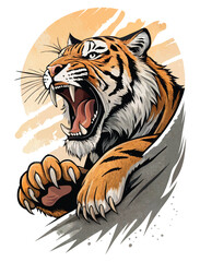 Roaring Tiger Vector Illustration – Dynamic Wild Animal Art.