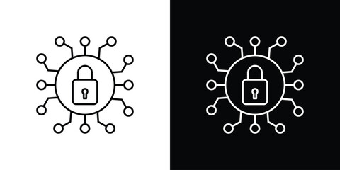 Cyber security icons with Editable strokes set for UI UX