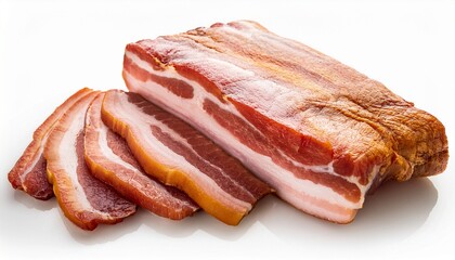 raw smoked bacon isolated on a white background streaky brisket slices