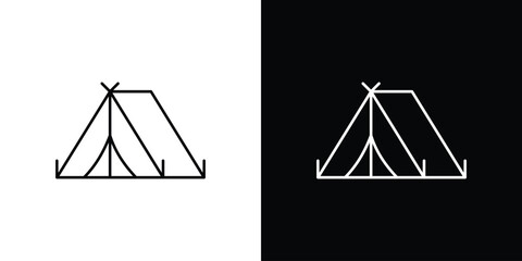 Camping icons with Editable strokes set for UI UX