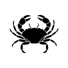 Vector art of a black silhouette of a crab illustration design template, isolated on a white background. 