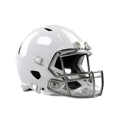 Fototapeta premium A clean white american football helmet with a clear face mask and chrome accents isolated on transparent background