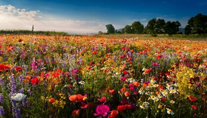 Obraz premium a field blanketed in wildflowers bursting with color