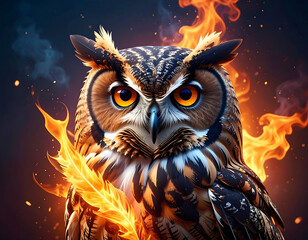 Fiery owl portrait