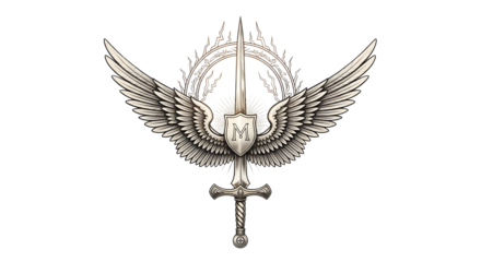 Winged Sword Heraldic Emblem