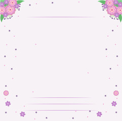 Invitation vector, flyer, postcard, text field, pink flowers, bouquet, template, confetti, floral pattern