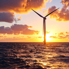 Offshore wind turbine sunset