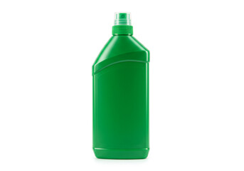 Green cleaning spray bottle isolated on white background, perfect for product mockups and branding