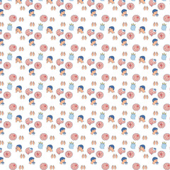 This image is a seamless medical pattern featuring illustrated icons of brains, people with headaches, depression symbols, shaking hands for Parkinson’s, and lightning bolts for epilepsy, all represen