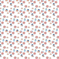 This image is a seamless medical pattern featuring illustrated icons of brains, people with headaches, depression symbols, shaking hands for Parkinson’s, and lightning bolts for epilepsy, all represen