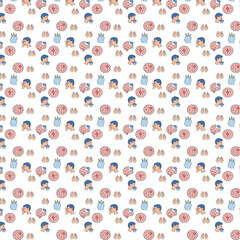 This image is a seamless medical pattern featuring illustrated icons of brains, people with headaches, depression symbols, shaking hands for Parkinson’s, and lightning bolts for epilepsy, all represen
