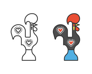 Typical symbol of Lisbon, Portugal. Vector icon rooster.
