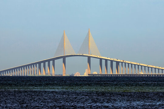 The Bob Graham Sunshine Skyway Bridge is a bridge spanning Tampa Bay, Florida, with a cable-stayed main span connecting . 08.26.25Palmetto Florida with St Petersburg FL