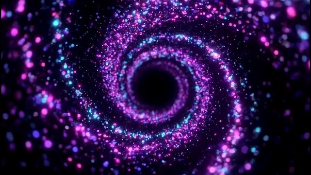 Neon Galaxy Spiral Vortex Particles Motion Background Animated 4k high quality video