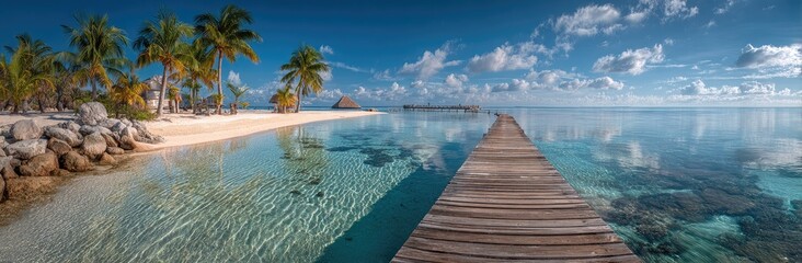 Fototapeta premium Tropical island paradise with a wooden pier