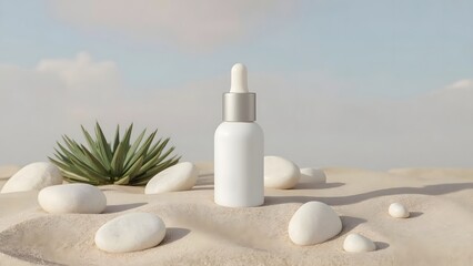 Organic skincare spray bottle mockup.