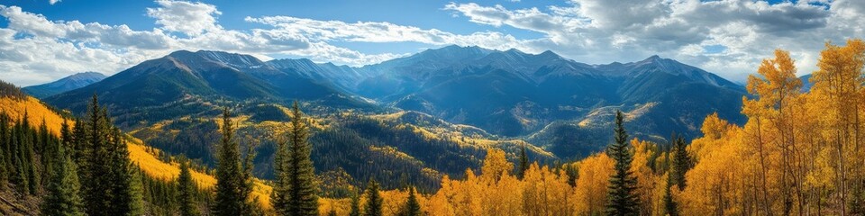 Fototapeta premium Colorful Autumn View of Aspen Trees in the Majestic Colorado Rockies