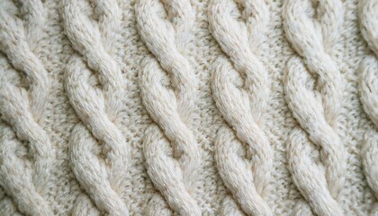 Fototapeta premium soft ivory chunky knit fabric closeup with braided texture ideal for cozy background or textile pattern design use