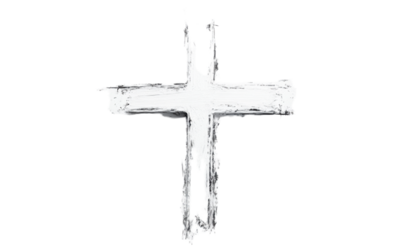 Cross symbol white line on transparent background, png