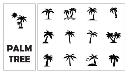 Palm tree icon, Beach icon.
