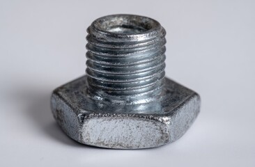 Close-up of a metallic hex nut