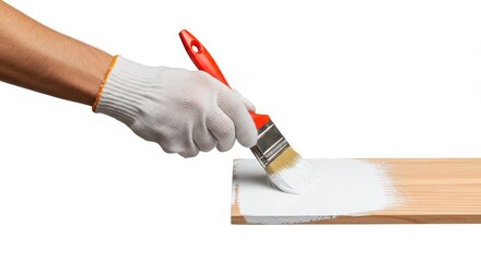 Painting wooden board with white paint
